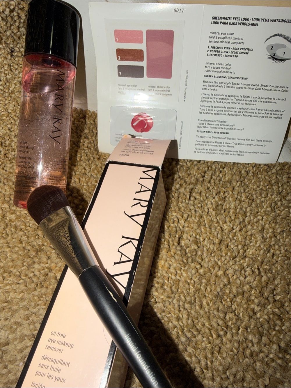 Mary Kay Pink Oil-Free Eye Makeup Remover free brush and color card